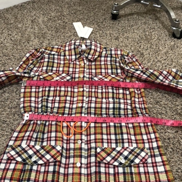 NWT Veronica Beard Corrine Shirt Dress Shirtdress Size 0 Red Multicolored Plaid - Picture 11 of 13